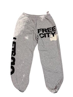 FreeCity Lets Go Bleached Out OG SuperVintage Sweatpants Joggers Gray Small